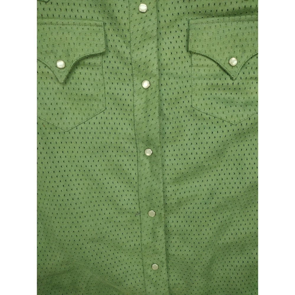 Saddle Ridge VTG 90s Look Women's Western Cowboy Green Pearl Snap Shirt - Picture 9 of 14